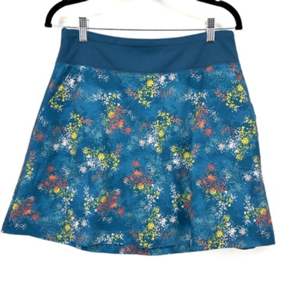 LANDS' END Skort Women's Small Blue Ditsy Floral Tennis Pickleball Activewear